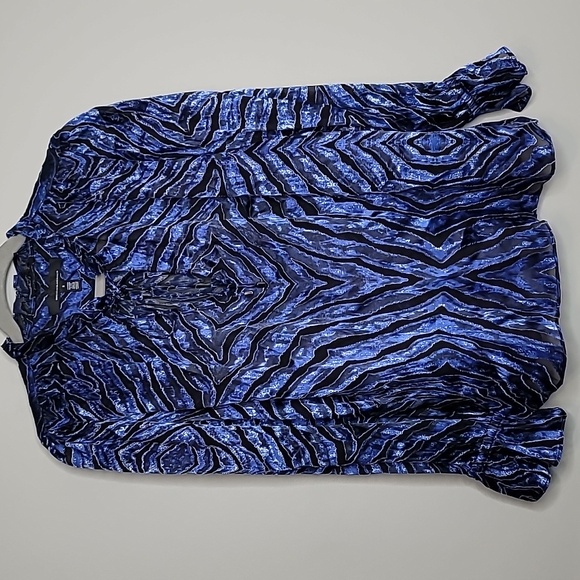 WHBM Long Sleeve Silk Burnout Tie Blouse Size Small - Picture 4 of 16